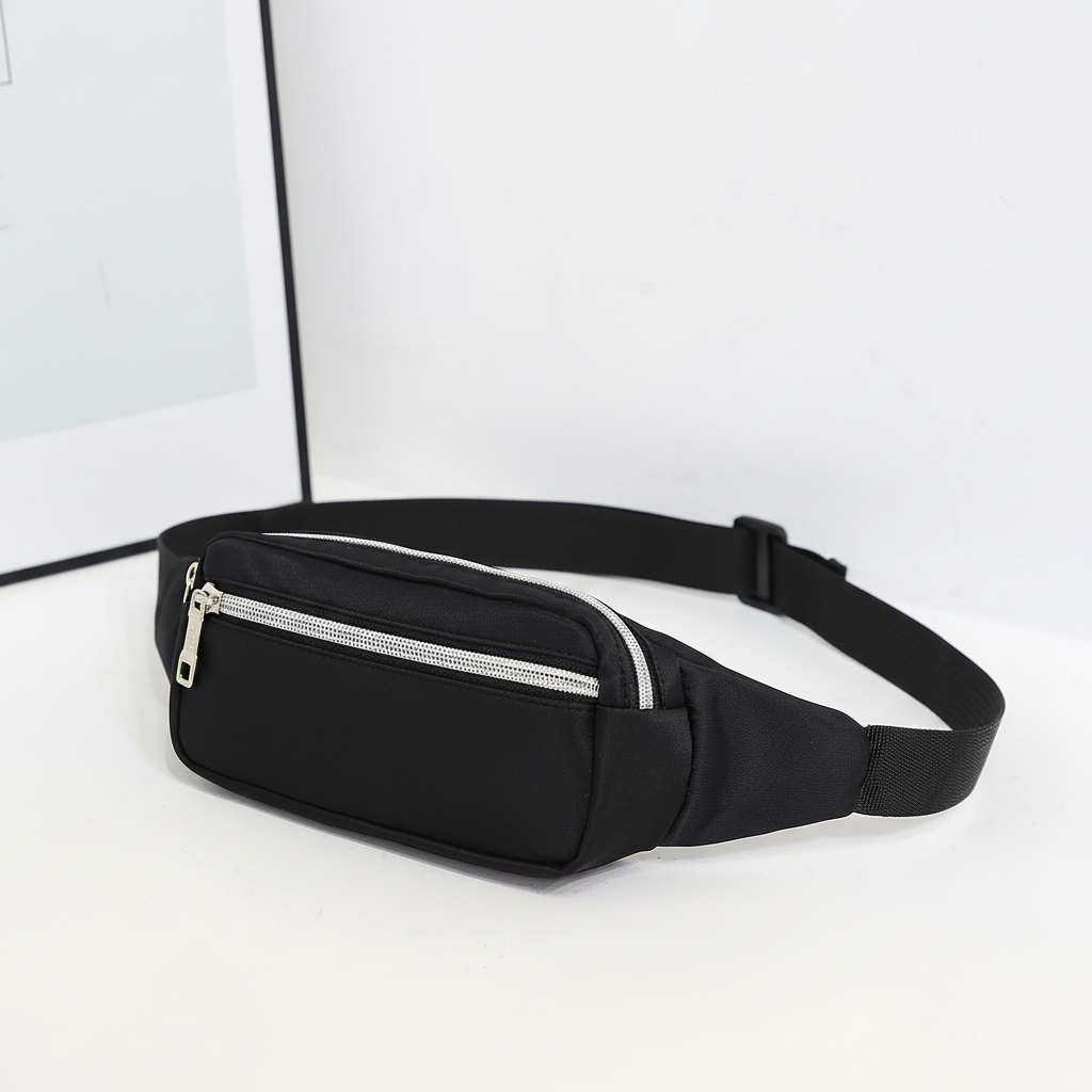 Unisex canvas waist pack with multiple secure pockets and adjustable strap