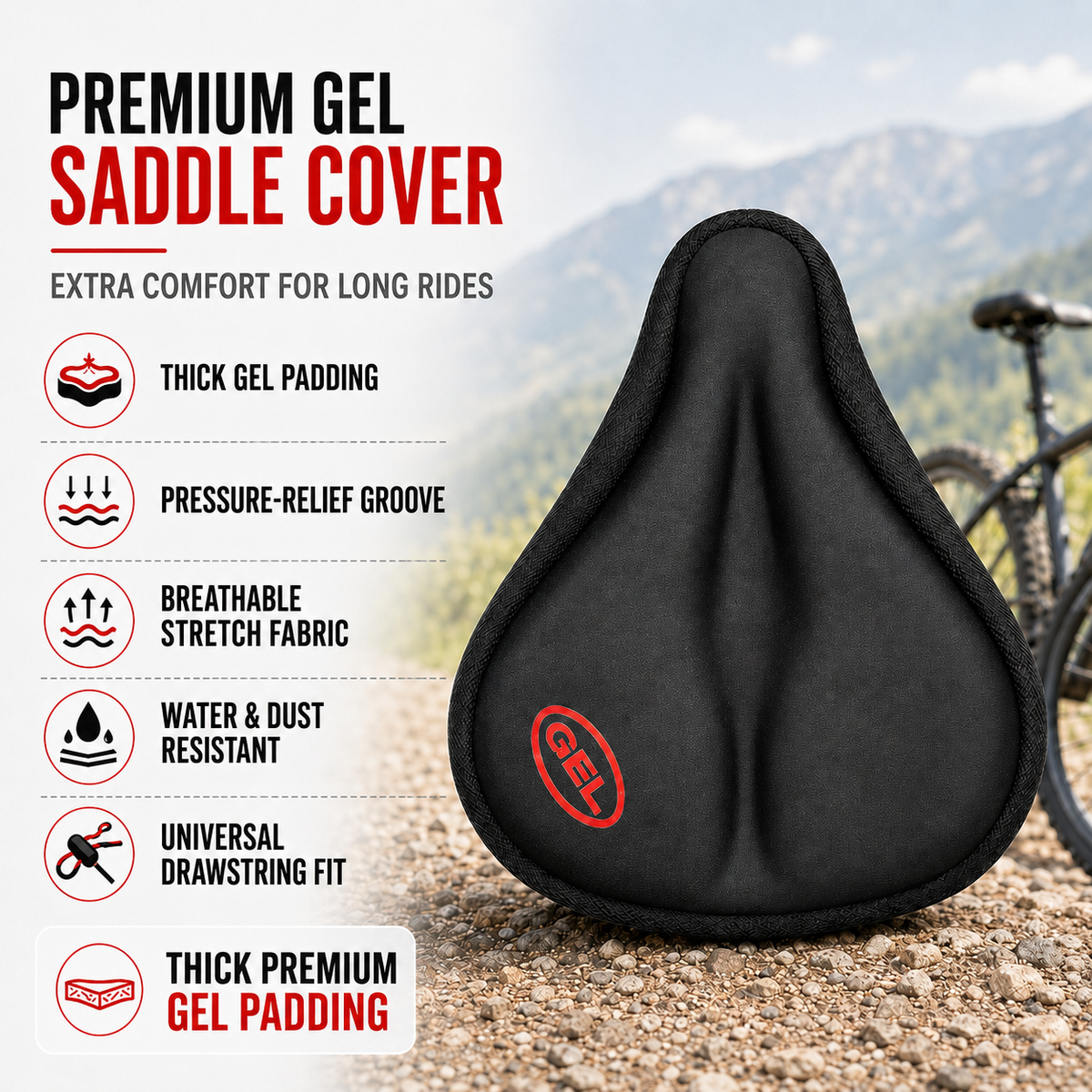 Thrives Outdoor | Velosafe Thickened Gel Seat Cover