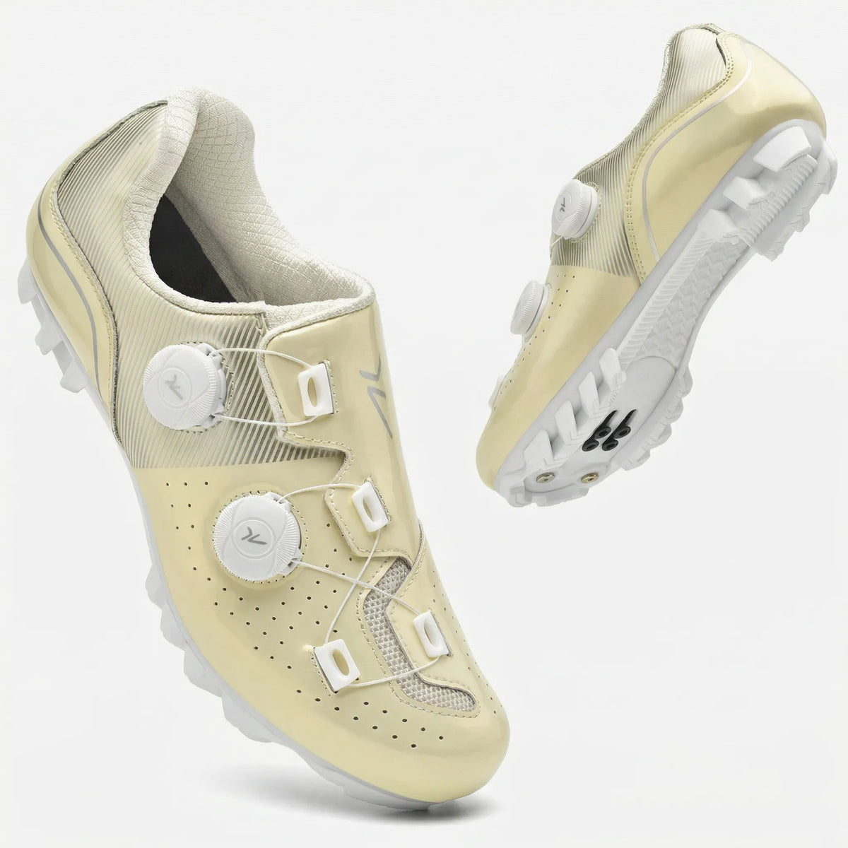 Cycling shoes with dual rotary dial closure for road and MTB use