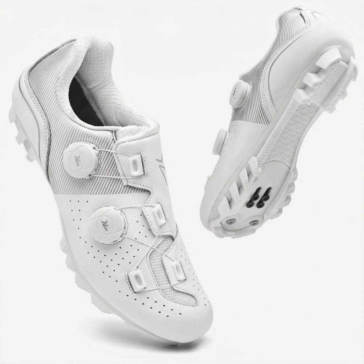 Cycling shoes with dual rotary dial closure for road and MTB use