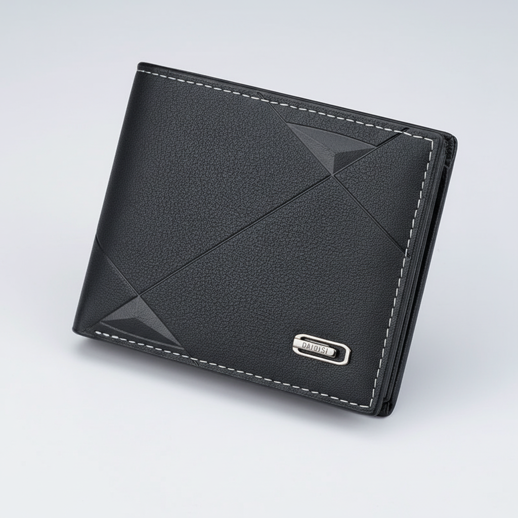 Slim bifold wallet with multiple card slots and organised interior