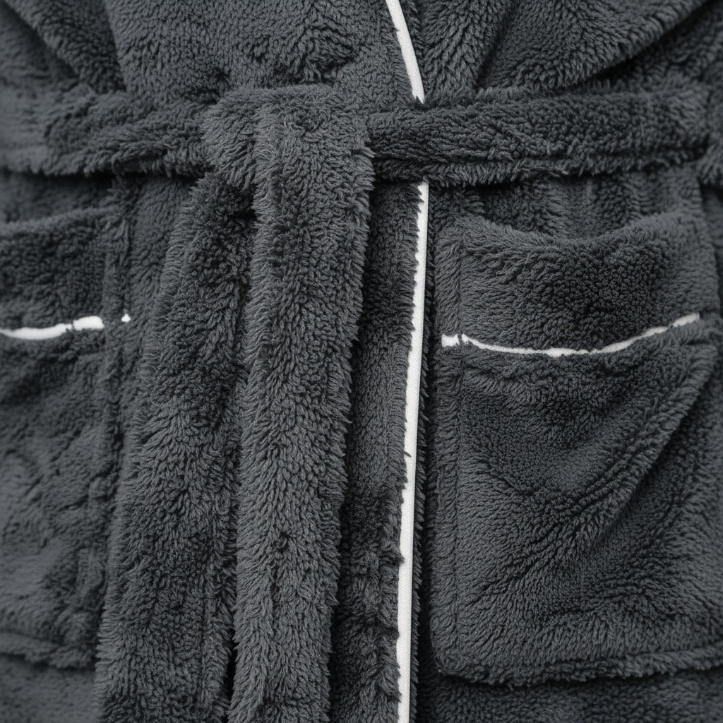 Hooded bathrobe with thick flannel insulation and cosy warmth