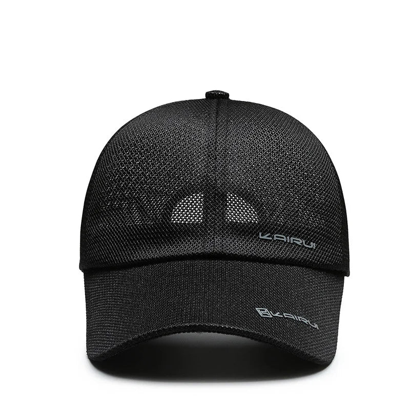 Breathable full mesh snapback cap with curved brim