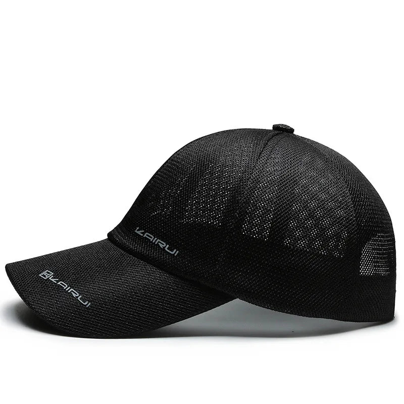 Breathable full mesh snapback cap with curved brim