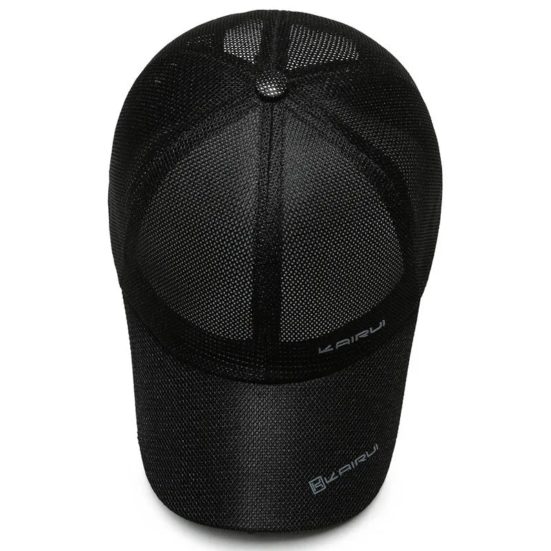 Breathable full mesh snapback cap with curved brim