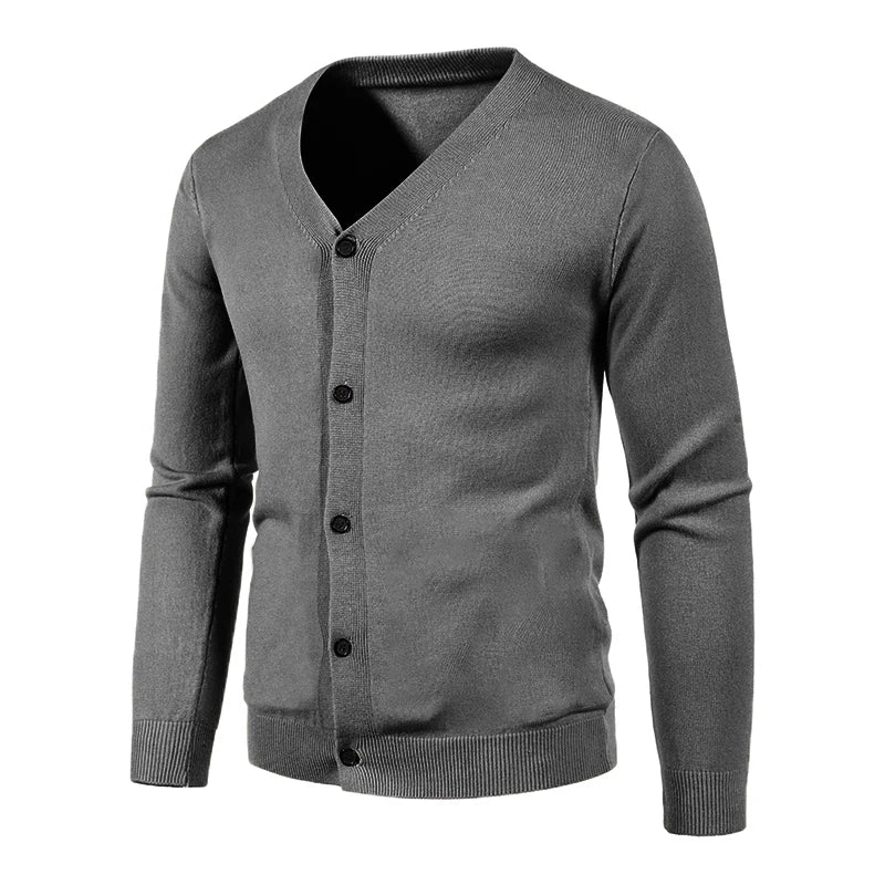 Men's slim fit V-neck cardigan in lightweight knit with button front