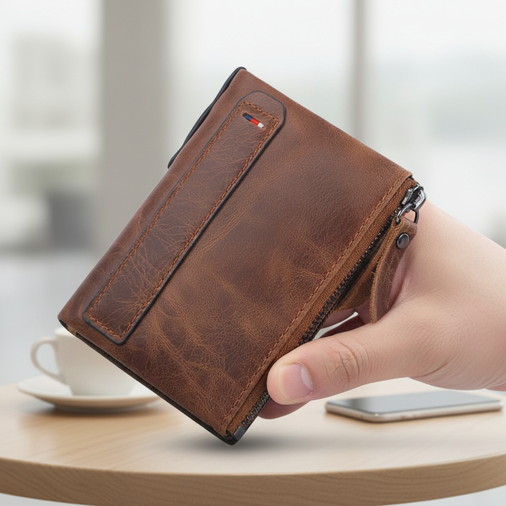 Compact wallet with multiple card slots and zip coin pouch