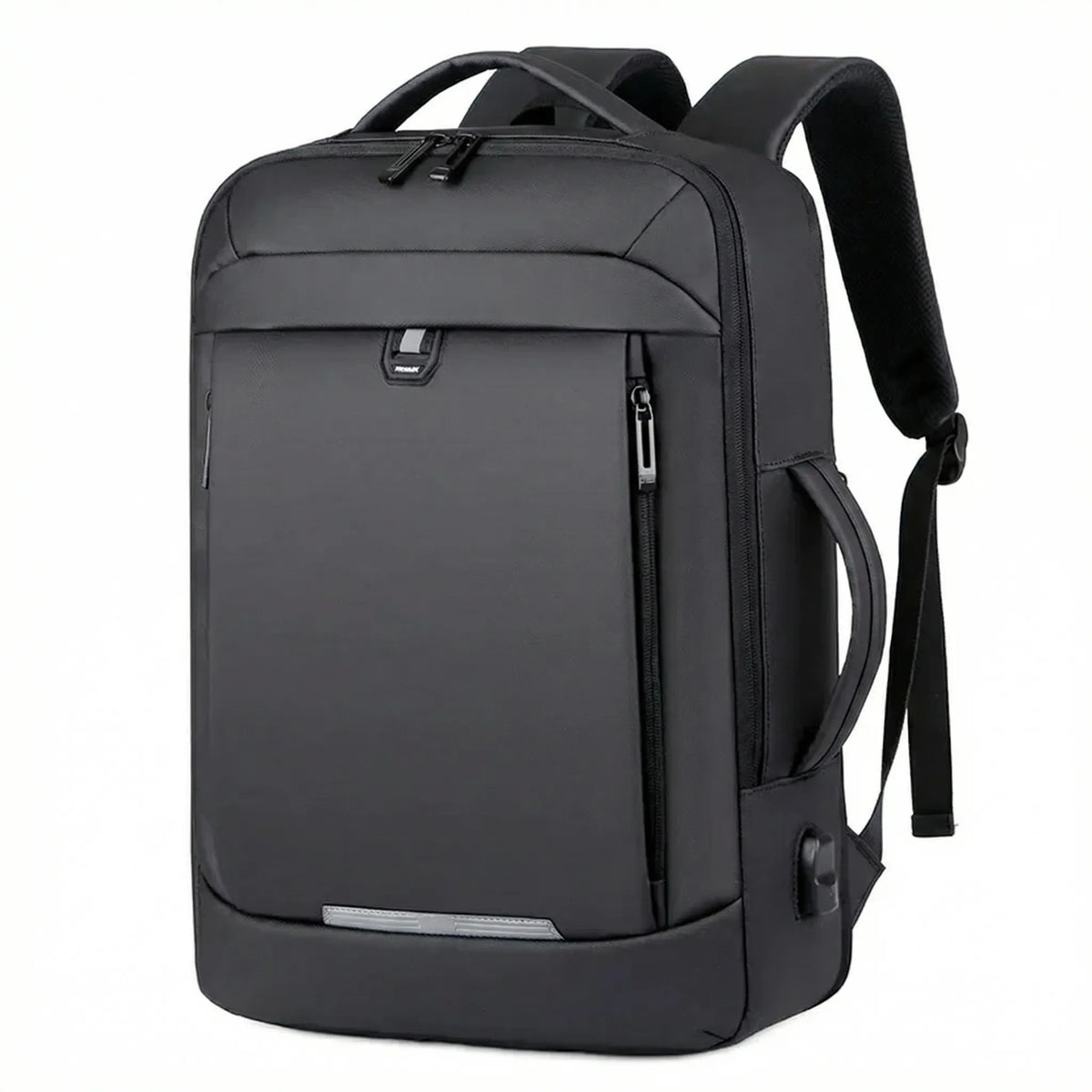 17-inch expandable laptop backpack with water-resistant material and USB charging