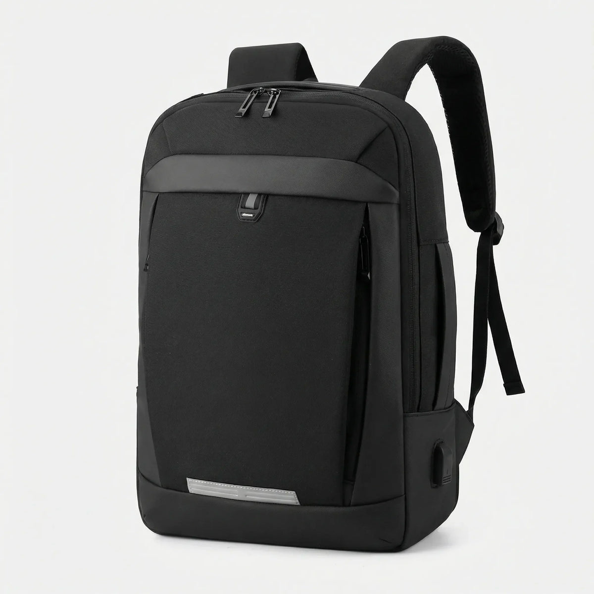17-inch expandable laptop backpack with water-resistant material and USB charging