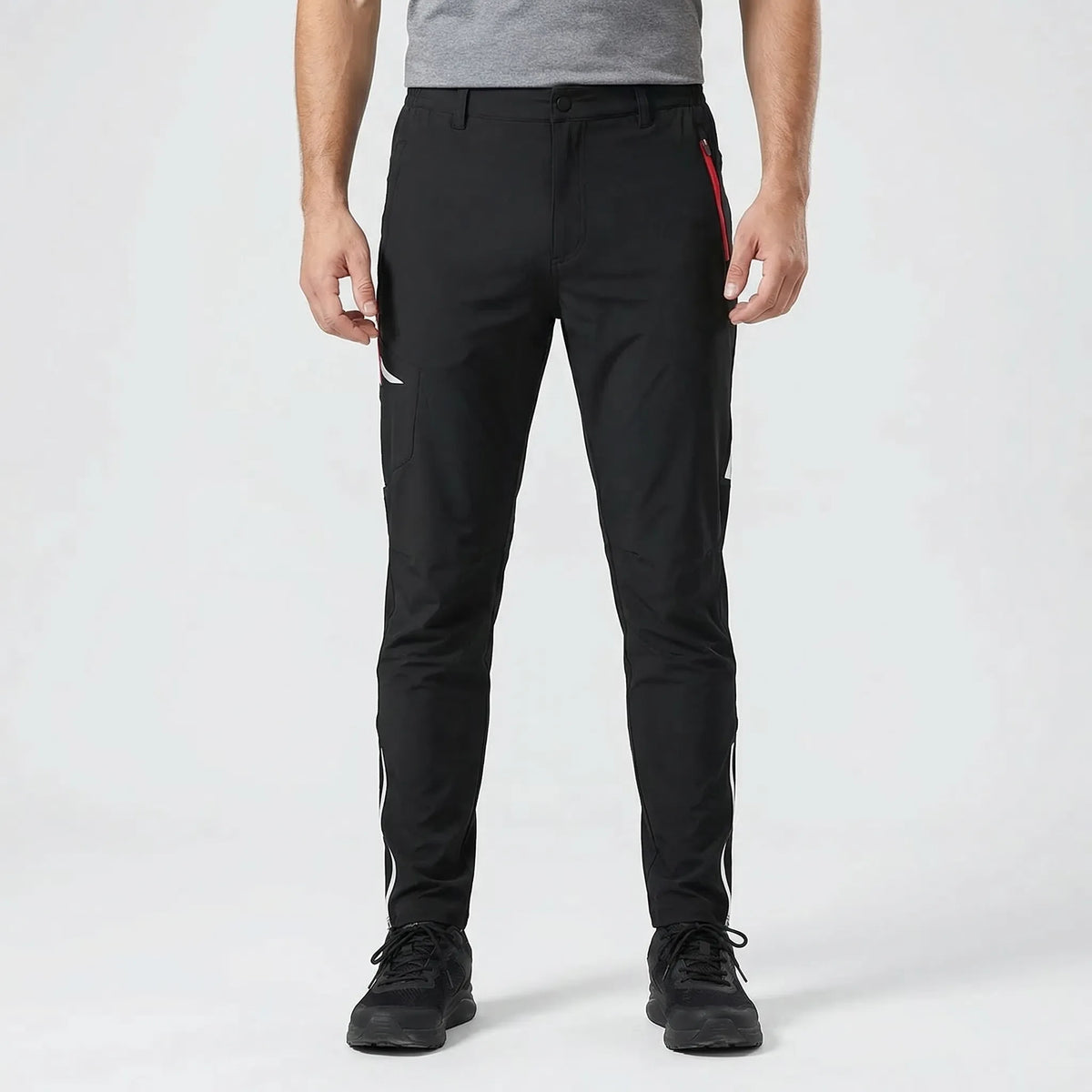 Men's slim-fit fast-drying outdoor pants with four-way stretch and zip pockets