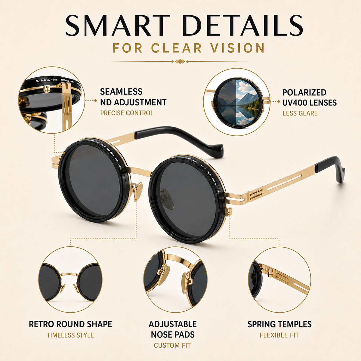 Thrives Outdoor | Vortexyn Round Punk Steampunk Dimming Sunglasses