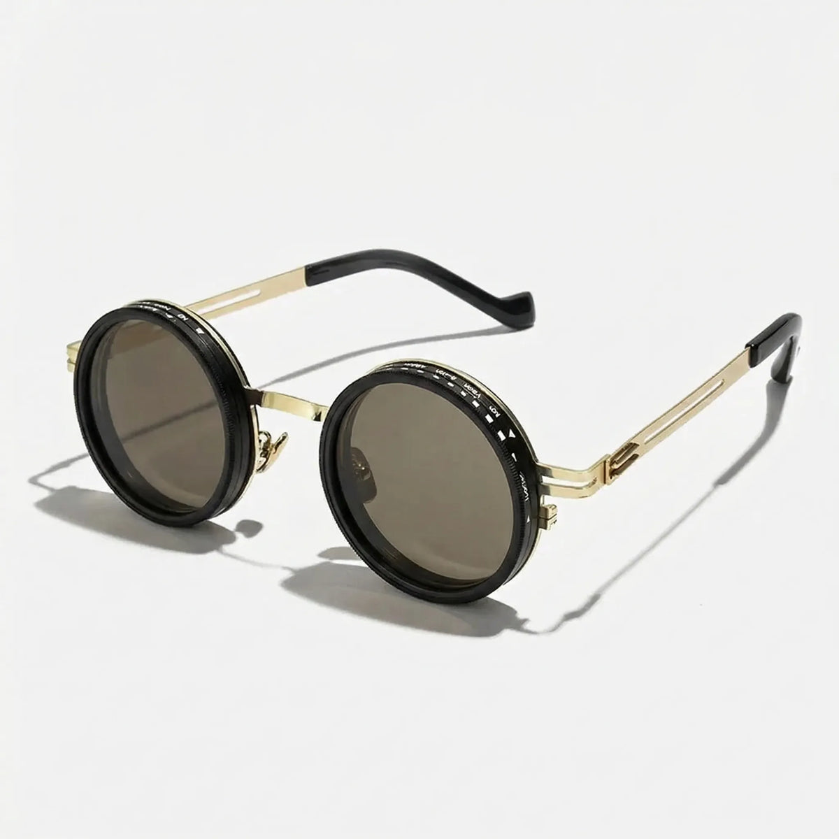 Round steampunk sunglasses with adjustable dimming polarised lenses