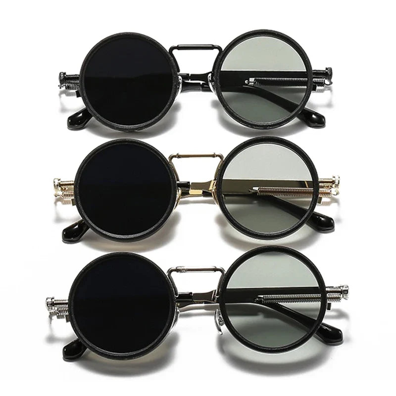 Round steampunk sunglasses with adjustable dimming polarised lenses