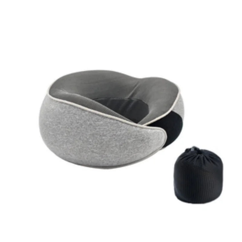 U-shaped memory foam travel pillow with breathable cotton cover