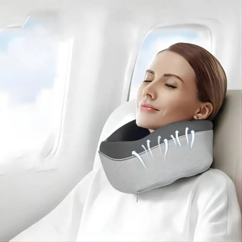 U-shaped memory foam travel pillow with breathable cotton cover