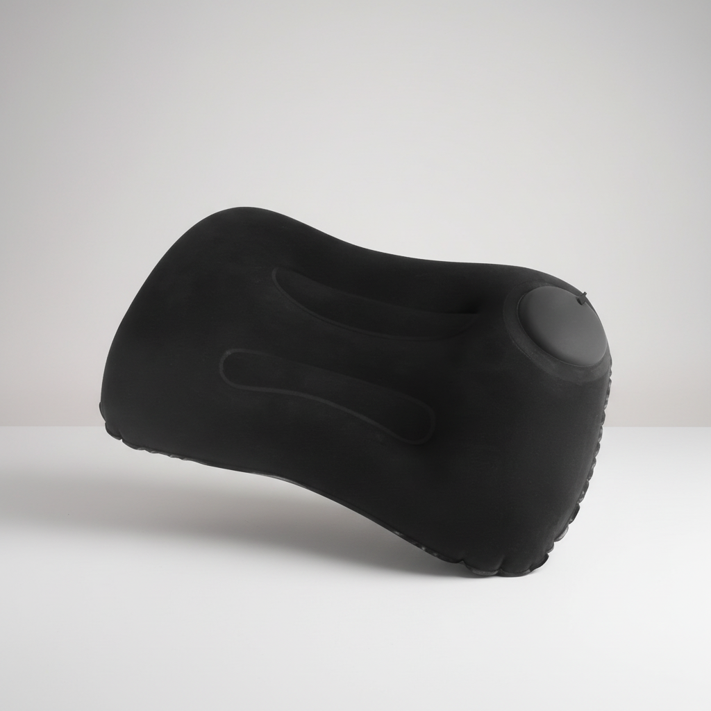 Inflatable travel pillow with neck and lumbar support compact foldable design