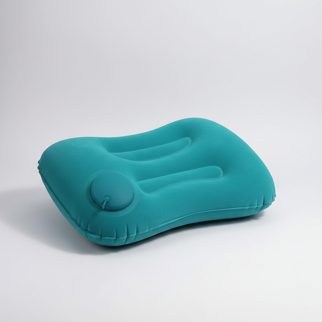 Inflatable travel pillow with neck and lumbar support compact foldable design