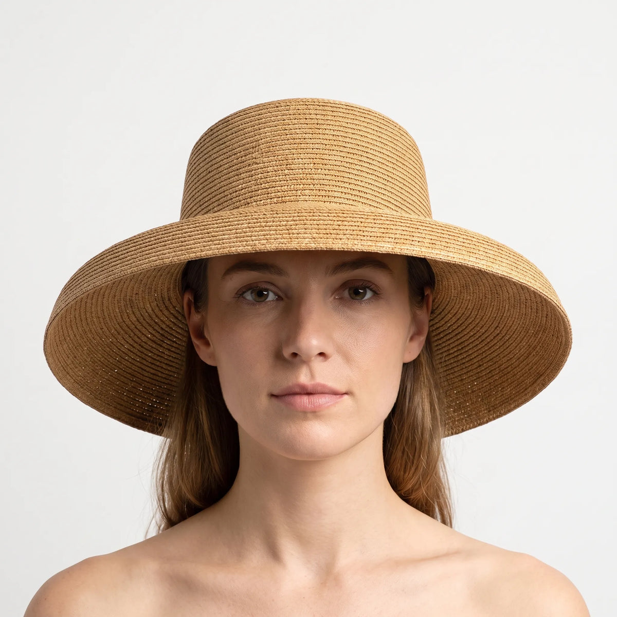 Wide-brimmed floppy summer hat with lightweight breathable woven straw