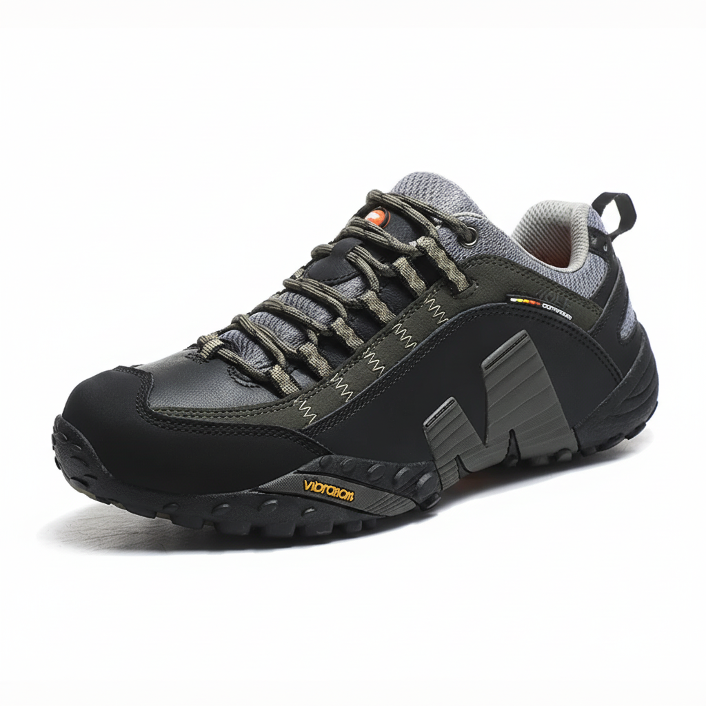 Waterproof hiking shoes with genuine leather upper and durable rubber sole