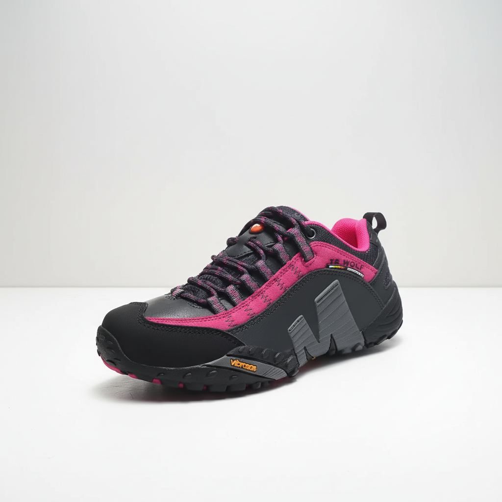 Waterproof hiking shoes with genuine leather upper and durable rubber sole