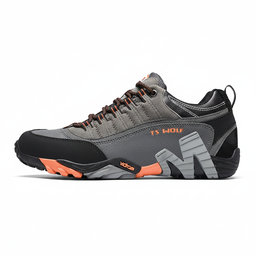 Waterproof hiking shoes with genuine leather upper and durable rubber sole