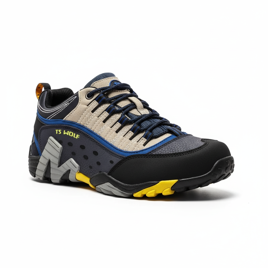 Waterproof hiking shoes with genuine leather upper and durable rubber sole