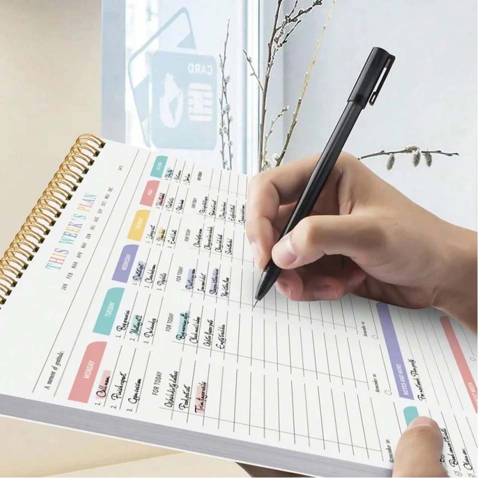 Undated weekly planner pad with habit tracker and priority to-do list