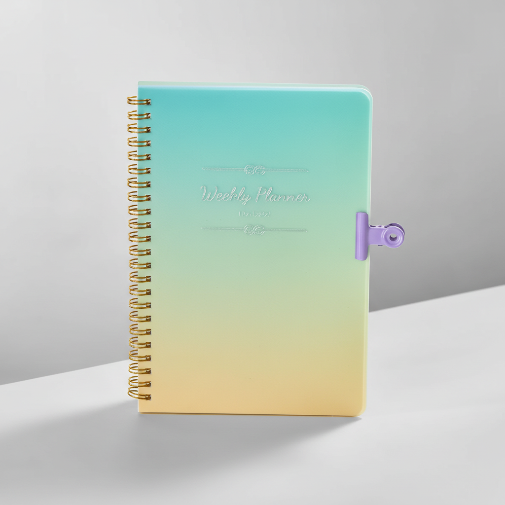 A5 weekly planner with habit tracker and spiral binding