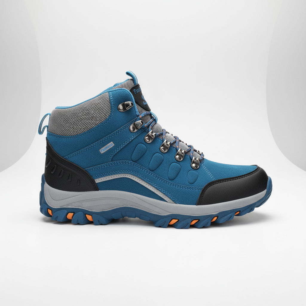 Women's leather hiking boots with ankle support and non-slip traction