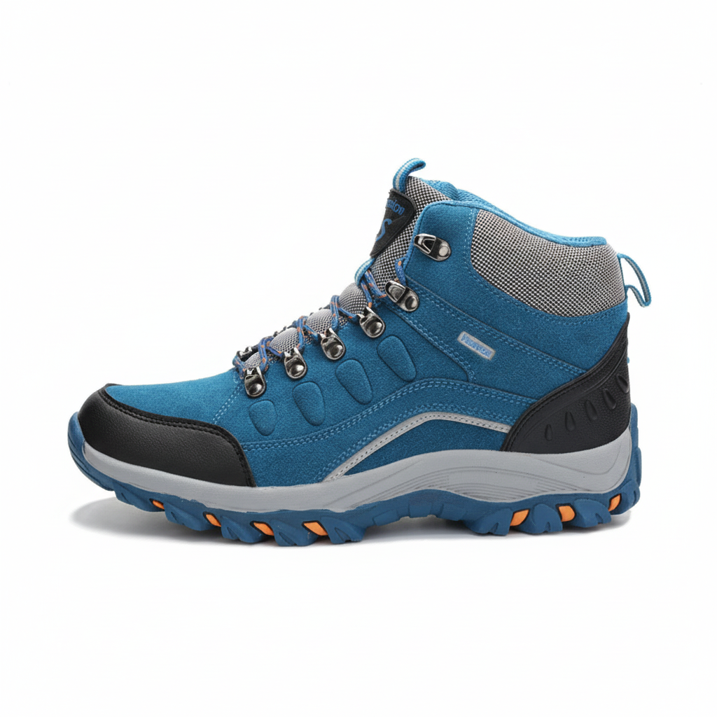 Women's leather hiking boots with ankle support and non-slip traction