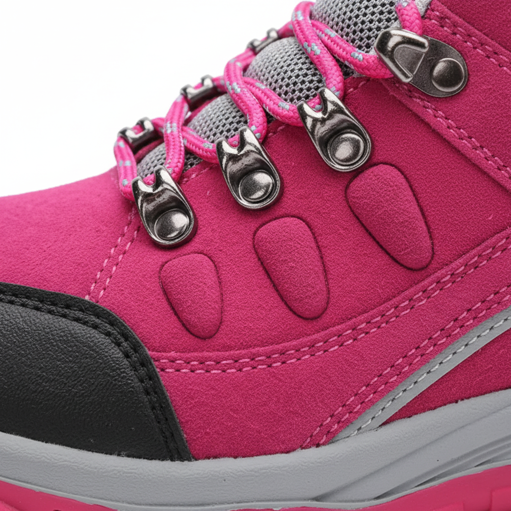 Women's leather hiking boots with ankle support and non-slip traction