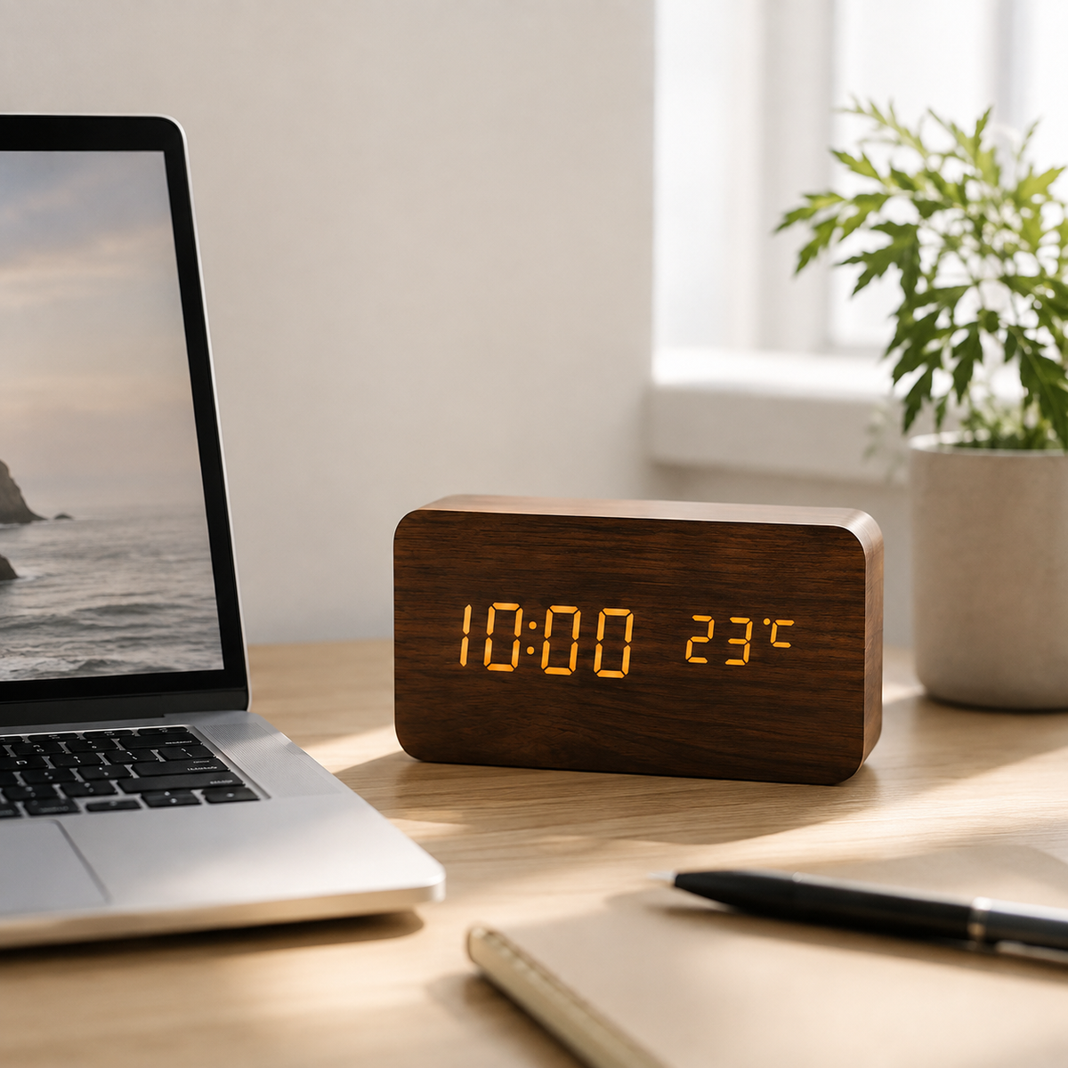 Thrives Outdoor | Woodverge Digital Wooden Tabletop Clock