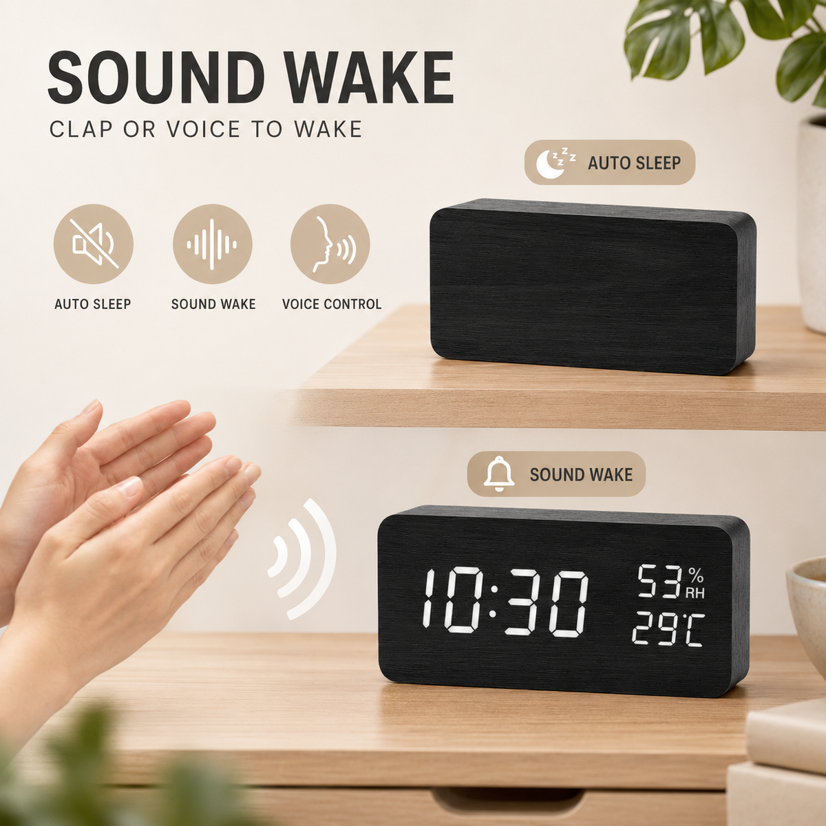 Thrives Outdoor | Woodverge Digital Wooden Tabletop Clock