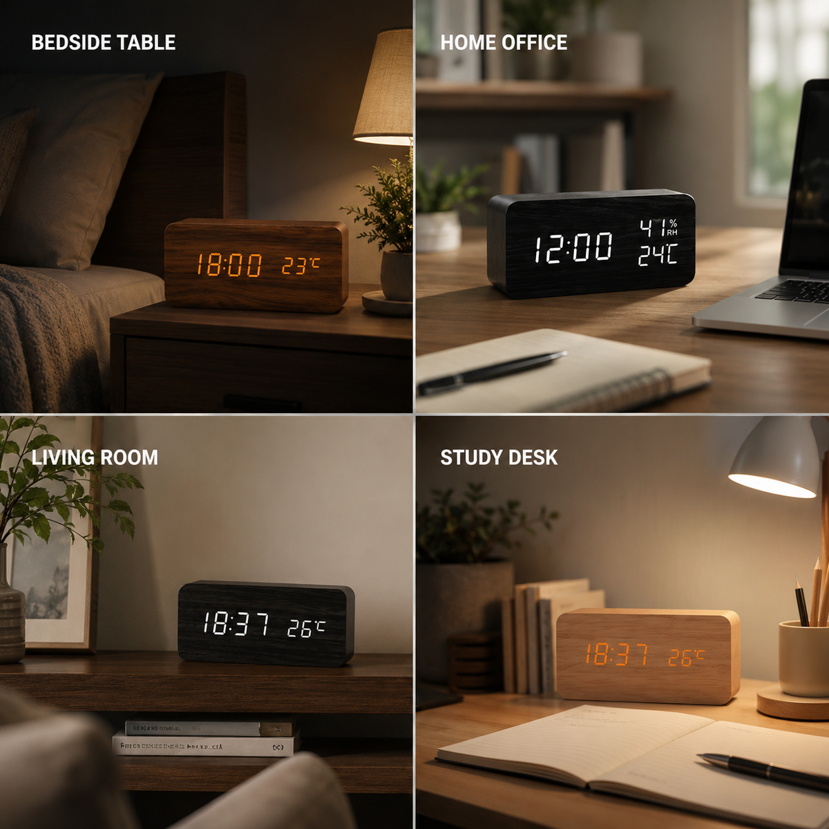 Thrives Outdoor | Woodverge Digital Wooden Tabletop Clock