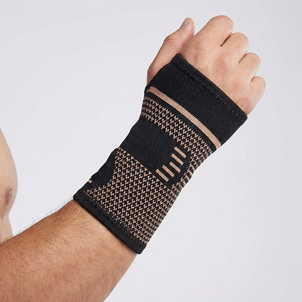 Wrist support sleeve with targeted compression and breathable design