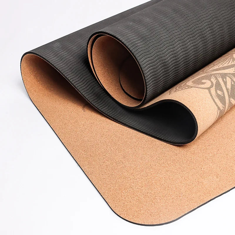Printed non-slip yoga mat with textured surface and alignment guides