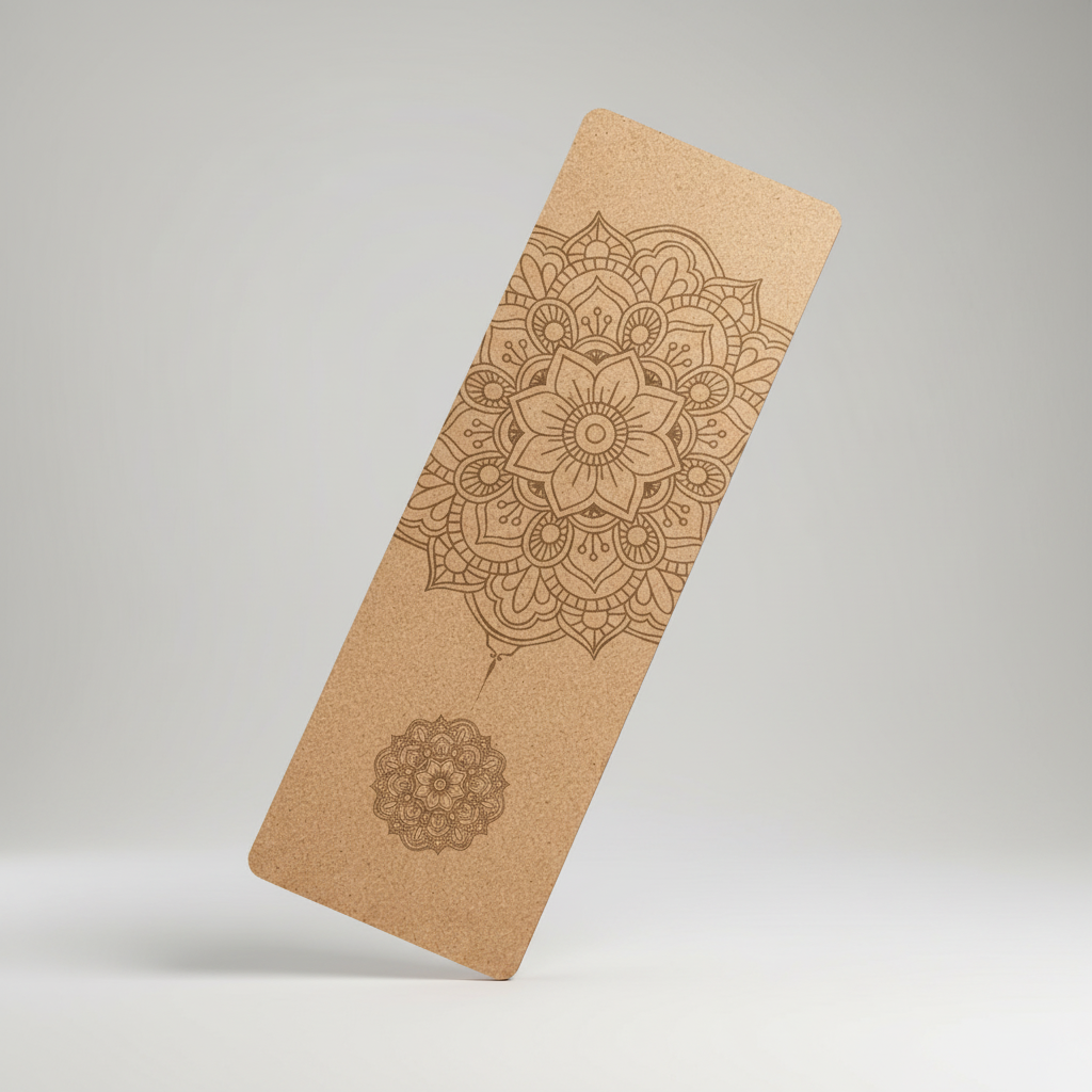 Printed non-slip yoga mat with textured surface and alignment guides