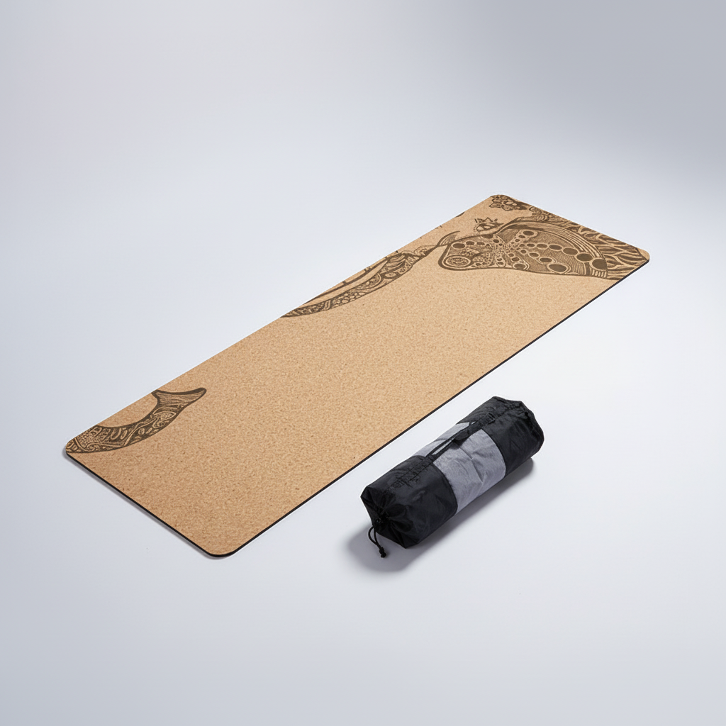 Printed non-slip yoga mat with textured surface and alignment guides