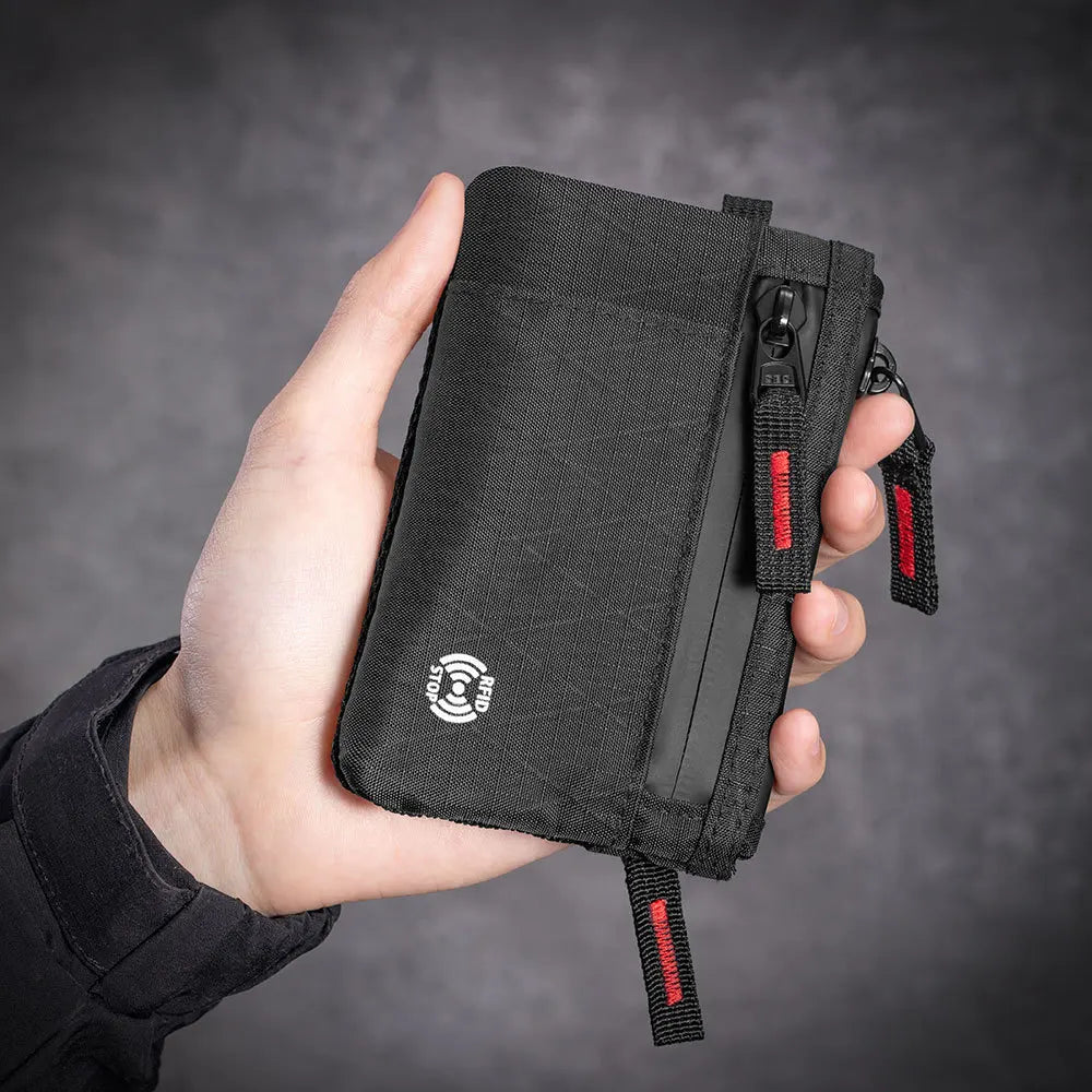 Compact zip wallet with multiple card slots and coin pocket