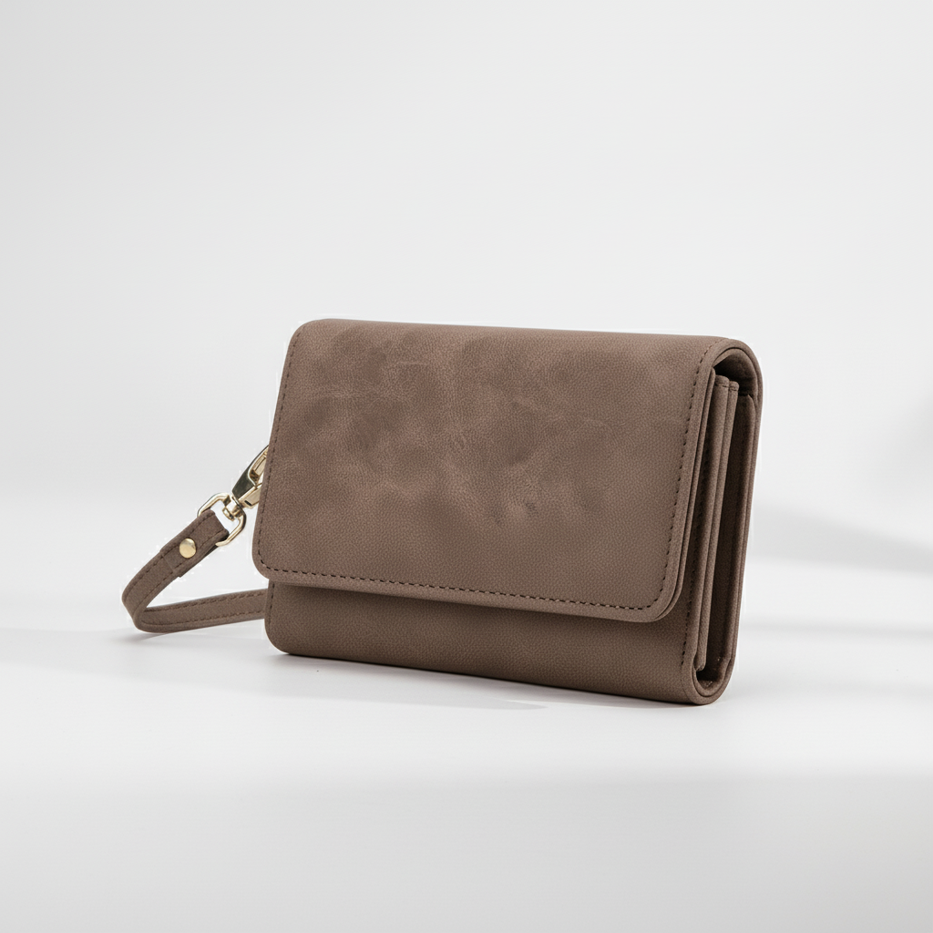 Compact short fold wristlet wallet with zipper coin pocket and card slots