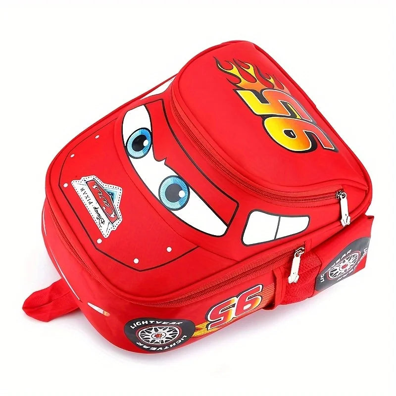 Kids backpack with Lightning McQueen cartoon car design