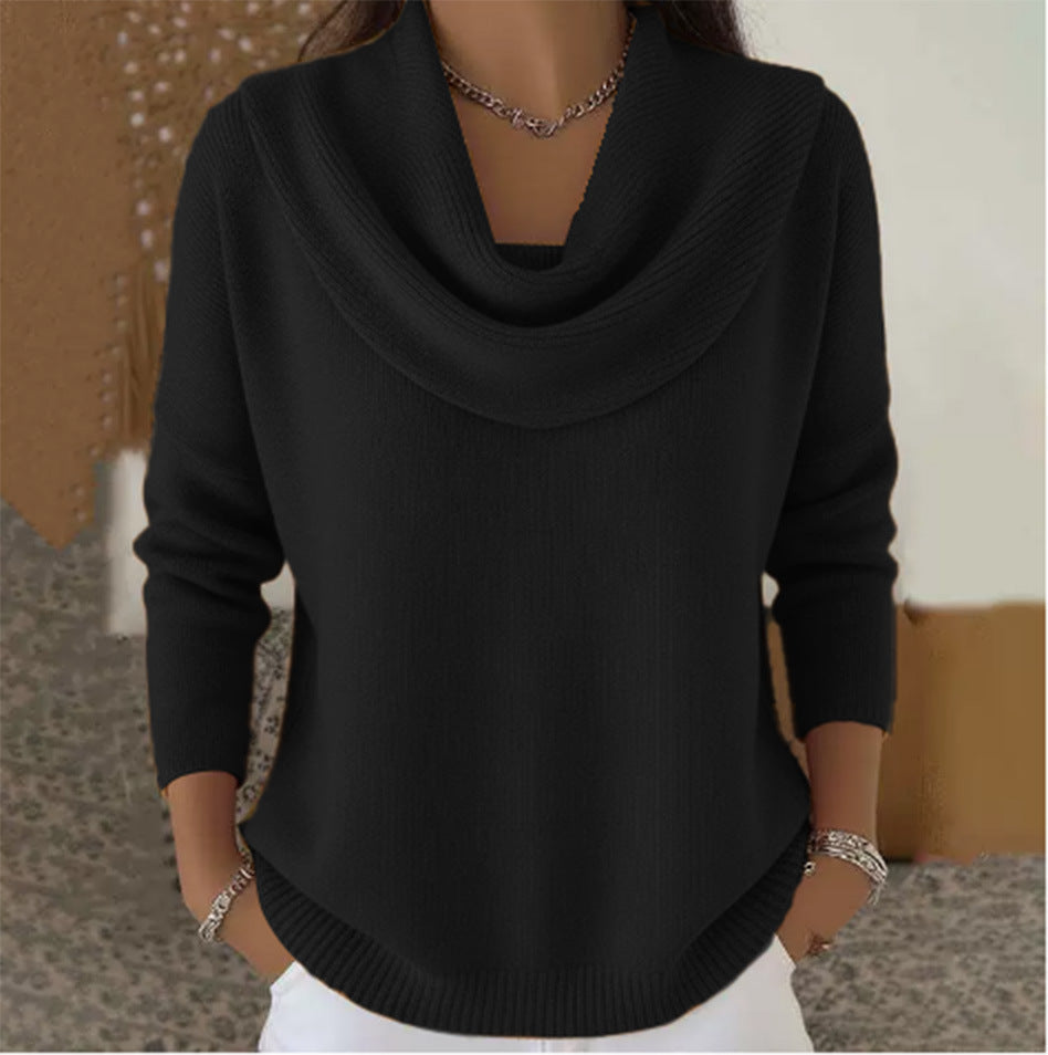 Draped Collar Sweater