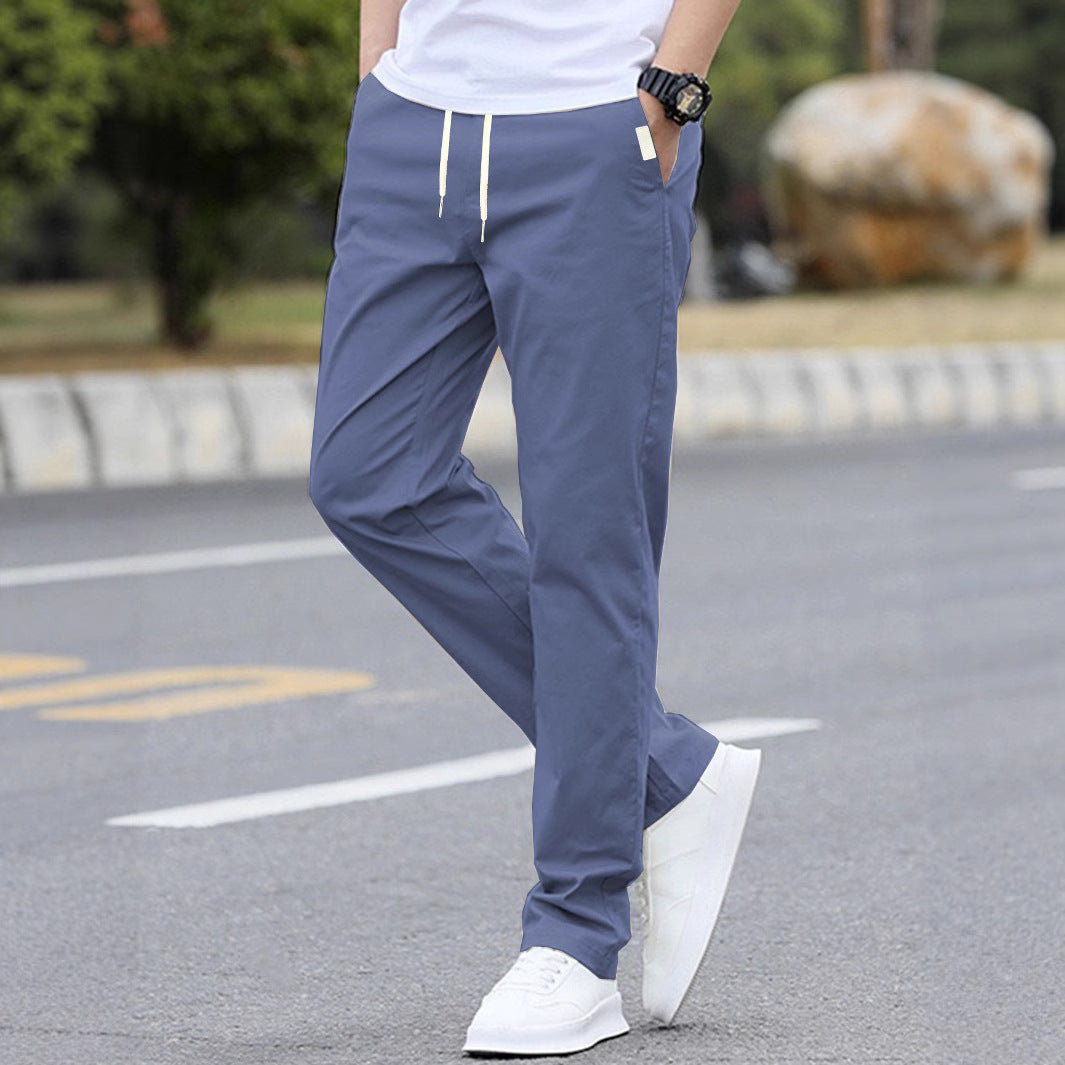 Men's Athletic Casual Trousers with Elastic Waistband and Modern Side Pockets
