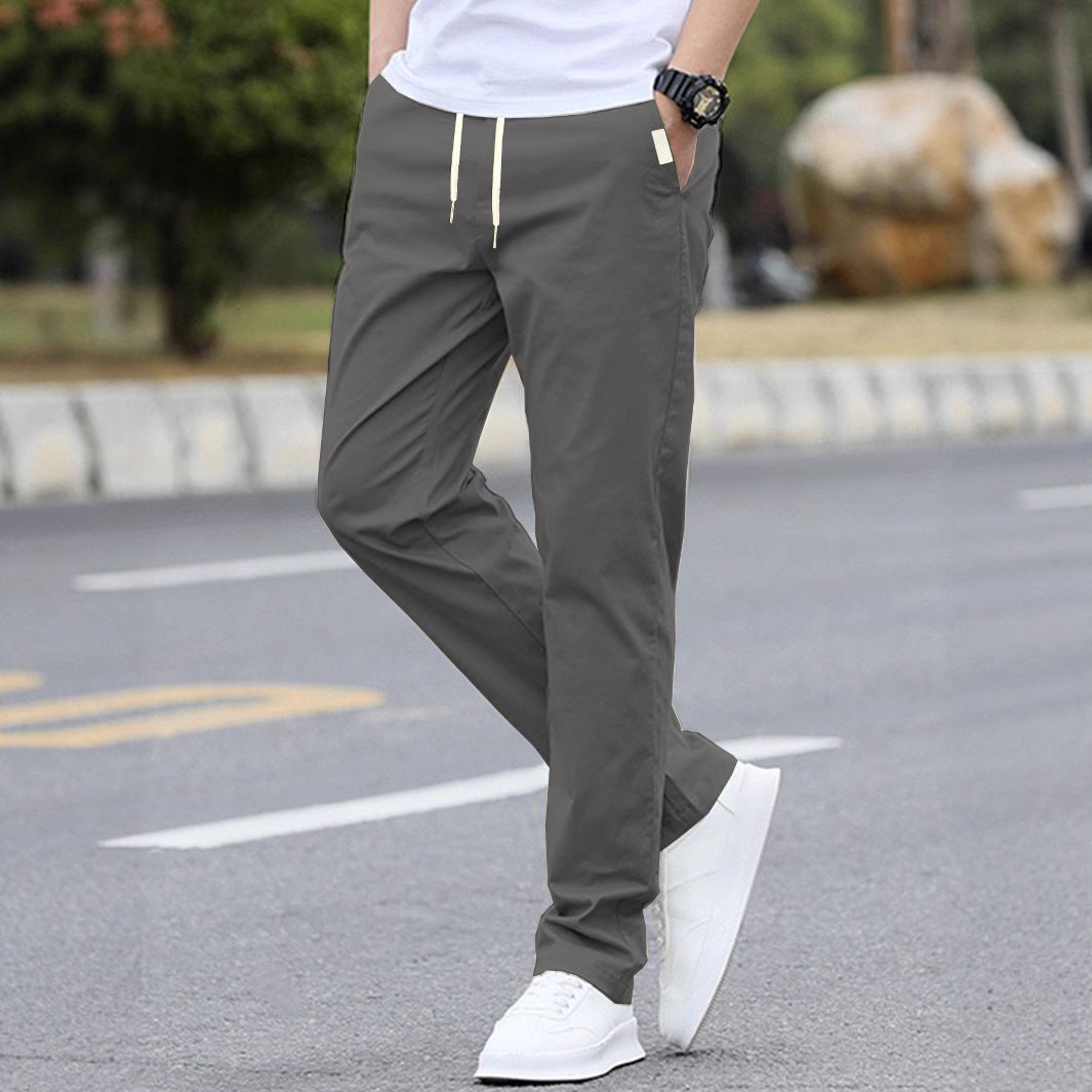 Men's Athletic Casual Trousers with Elastic Waistband and Modern Side Pockets
