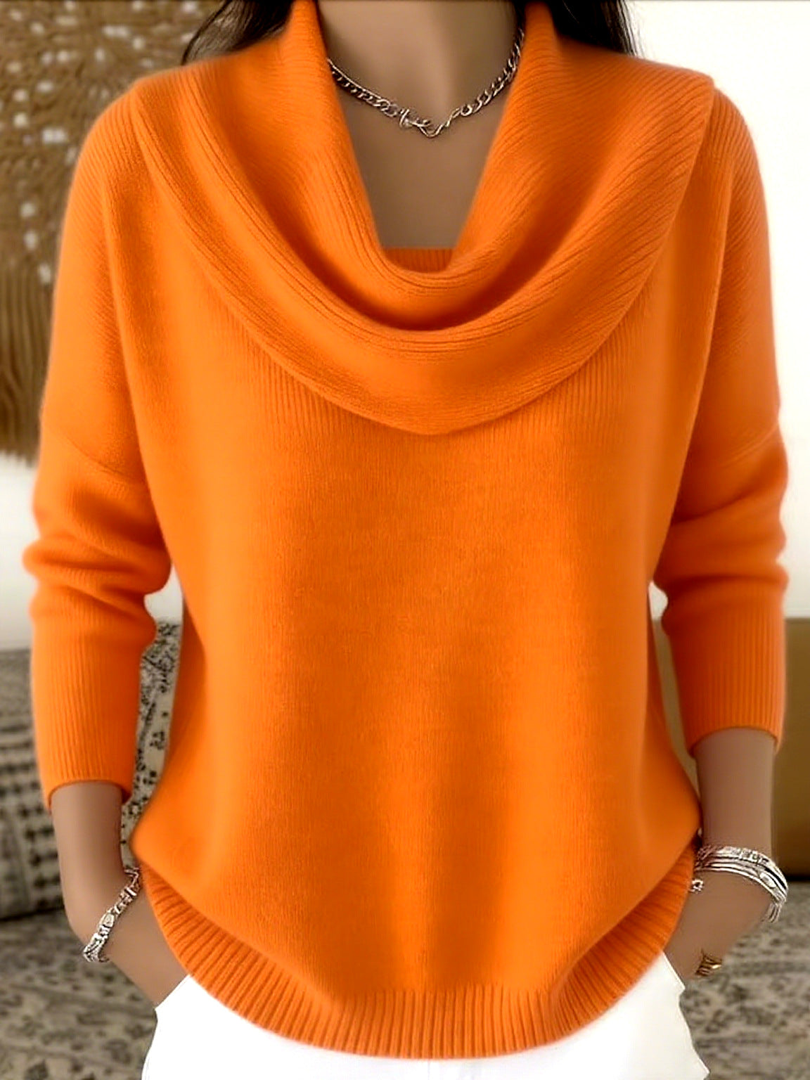Draped Collar Sweater