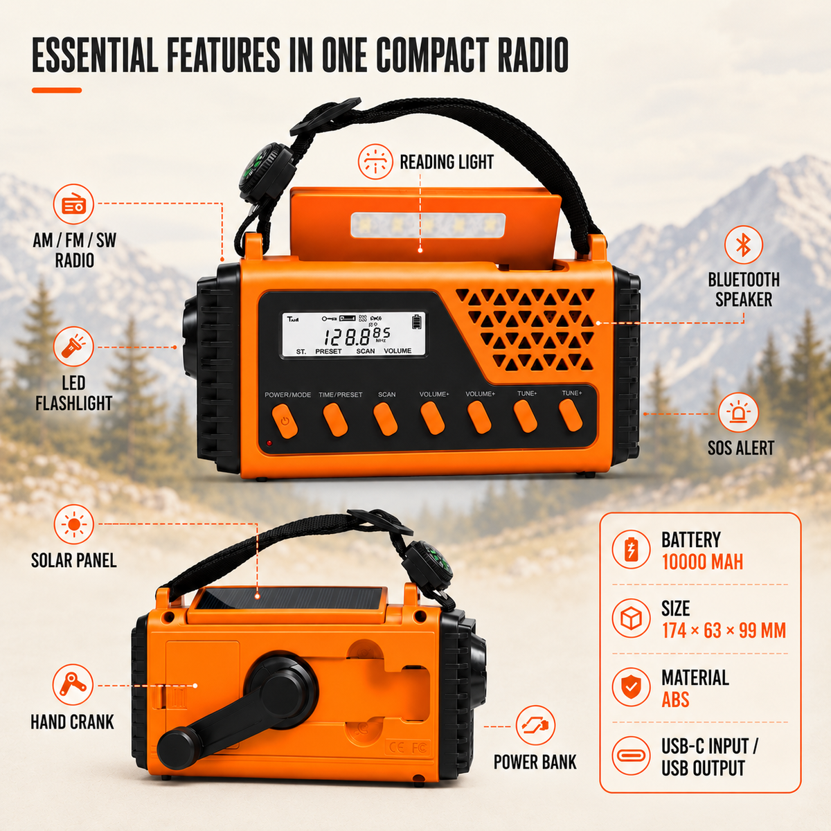 Thrives Outdoor | Crankoni Hand Crank Emergency Radio