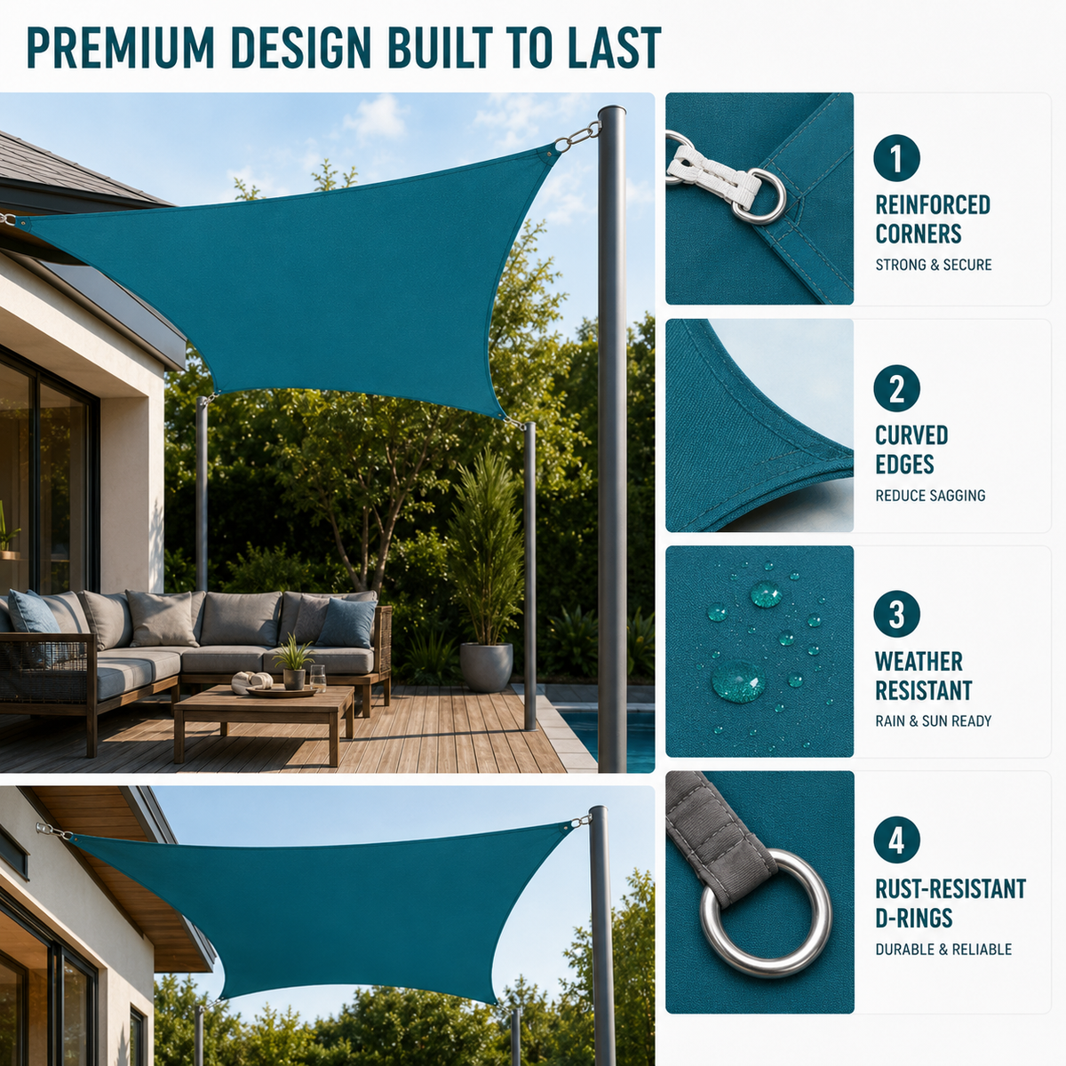 Pool Deck Cooling Outdoor Shade Sail