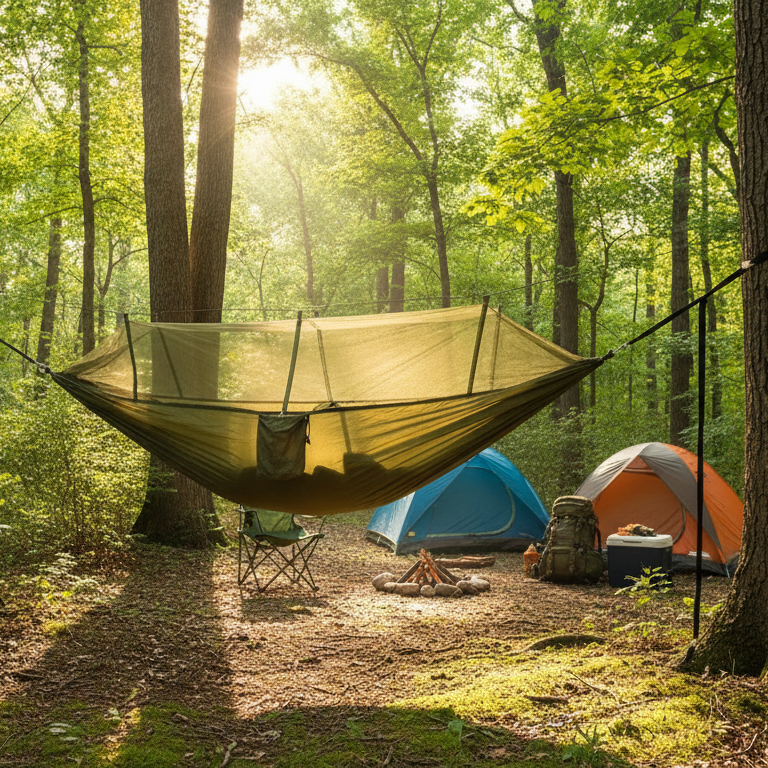 Portable Hammock with Mosquito Net | Camping Gear for Two