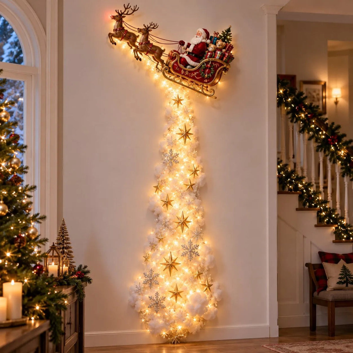 Illuminated Christmas Wall Decoration with Light Trail, 5 Designs