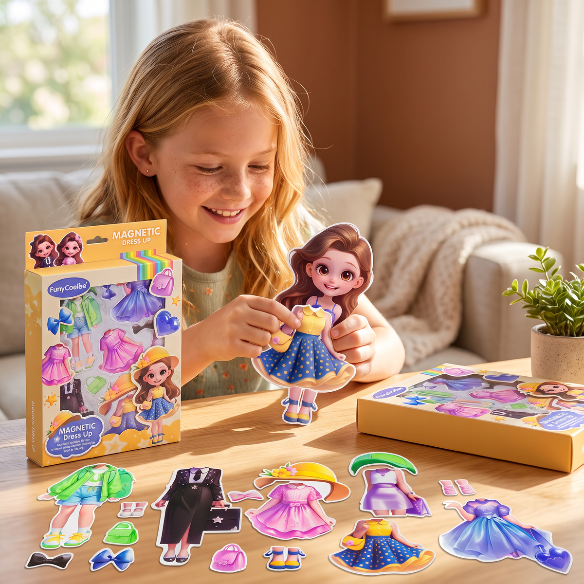 Magnetic Dress-Up Doll Set with Interchangeable Outfits